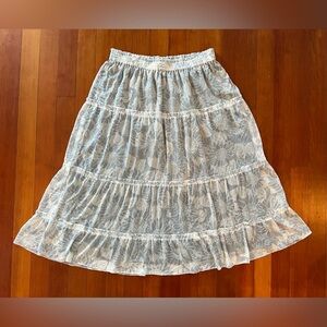 NWOT Madewell Plus Tiered Skirt - Ivory and Blue 2X